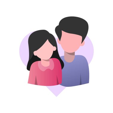 Düz Tasarım Sevgililer Günü Aşk Çifti