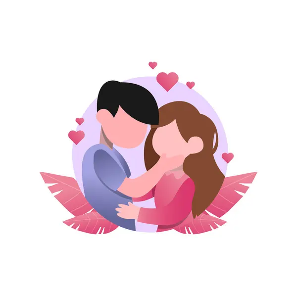 stock vector Flat Art Romantic Valentine Couple