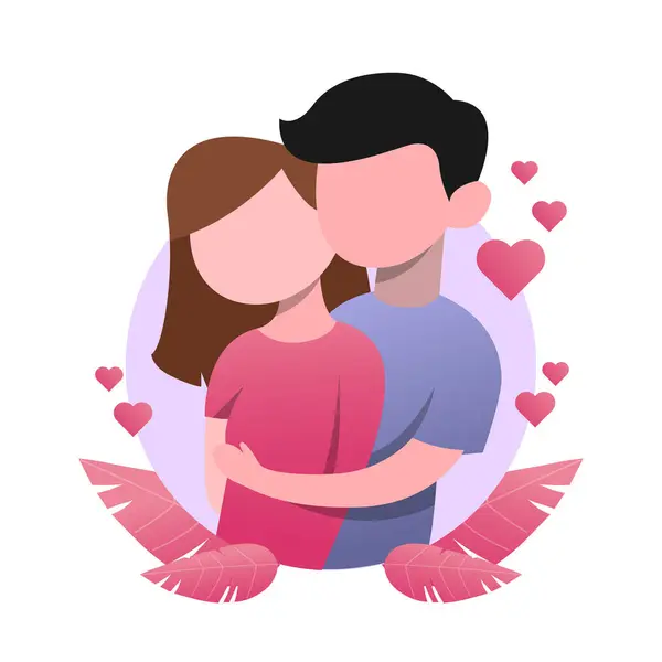 stock vector Flat Art Romantic Valentine Couple