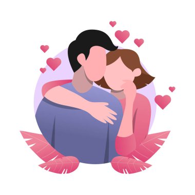 Düz Sanat Romantik Sevgililer Günü Çifti