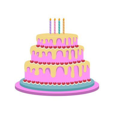 Festivalsel Dekorasyonlu Renkli Doğum Günü Pastası