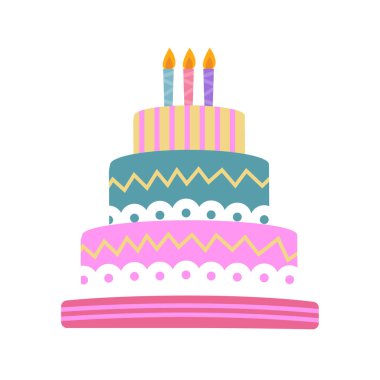 Festivalsel Dekorasyonlu Renkli Doğum Günü Pastası