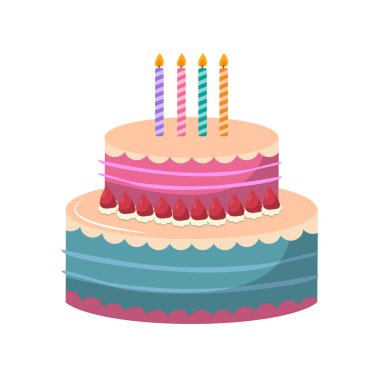 Festivalsel Dekorasyonlu Renkli Doğum Günü Pastası