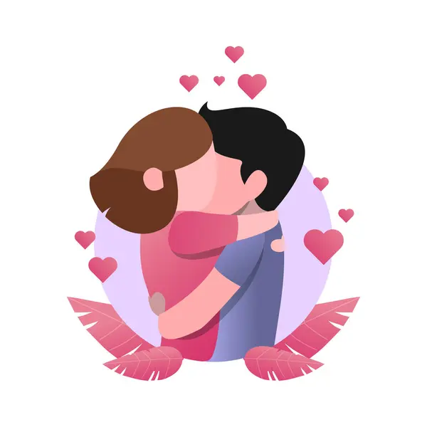 stock vector Flat Art Romantic Valentine Couple