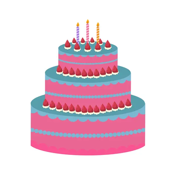 stock vector Colorful Birthday Cake with Festive Decorations