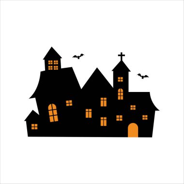 Simple Haunted House Design for Halloween Night clipart