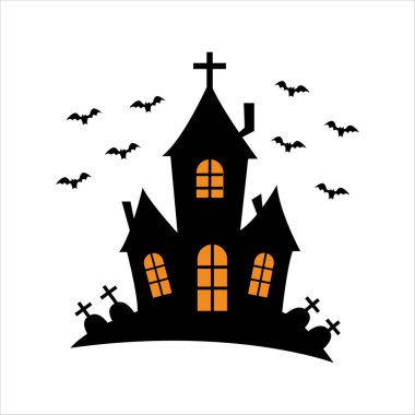 Simple Haunted House Design for Halloween Night clipart