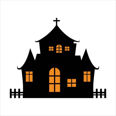 Simple Haunted House Design for Halloween Night clipart