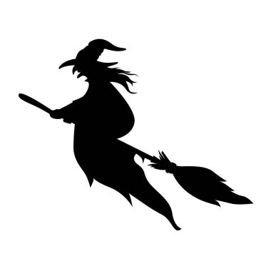 Halloween Witch Silhouette Against Eerie Moonlight clipart