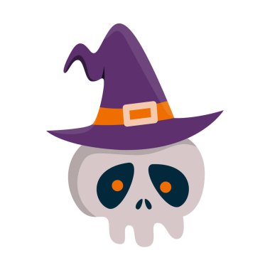 Karanlık Arkaplanda Korkunç Kafatası Giyen Cadı Şapkası