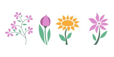 Yaratıcı Tasarım İçin Çeşitli Çiçek Vektör Koleksiyonu