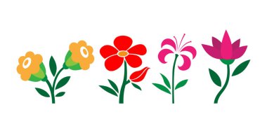 Yaratıcı Tasarım İçin Çeşitli Çiçek Vektör Koleksiyonu