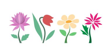 Yaratıcı Tasarım İçin Çeşitli Çiçek Vektör Koleksiyonu