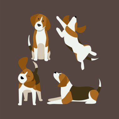 Çeşitli Biçim ve Pozisyonlardaki Köpekleri Vektör Resmetme