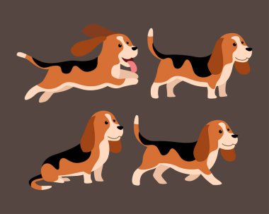 Çeşitli Biçimlerde Basset Hound Vektör Resimleri