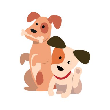 İki Oyuncu Köpek Vektör Gösterimi Eylemde