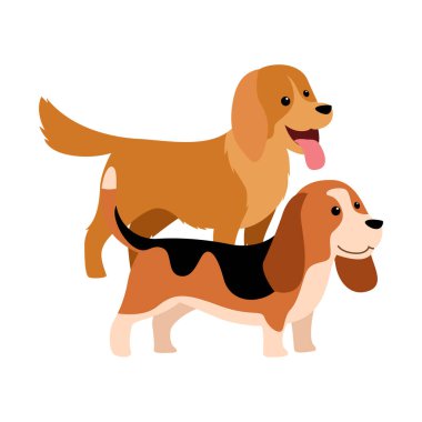 İki Oyuncu Köpek Vektör Gösterimi Eylemde