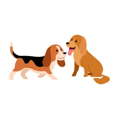 İki Oyuncu Köpek Vektör Gösterimi Eylemde