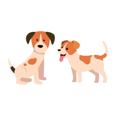 İki Oyuncu Köpek Vektör Gösterimi Eylemde