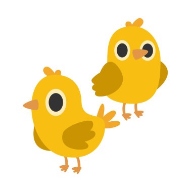 Two Charming Chicks Vector Illustration Set clipart