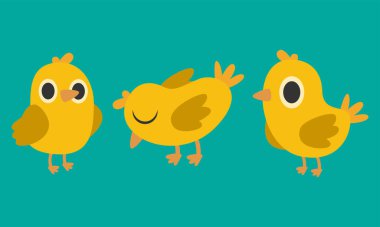 Three Chicks Pecking Around Cozy Farmyard Scene clipart