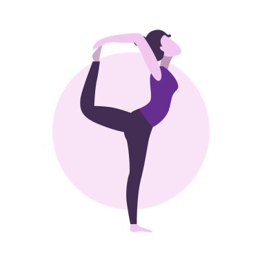 Düz Tasarım: Yoga Çalışan Kadın Çizimi