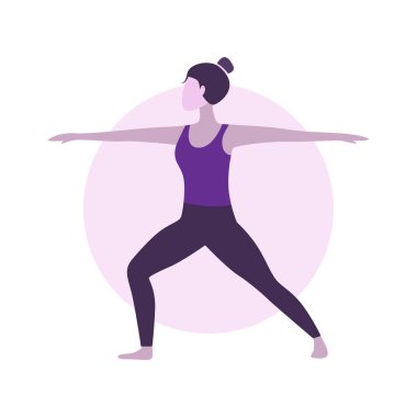 Düz Tasarım: Yoga Çalışan Kadın Çizimi