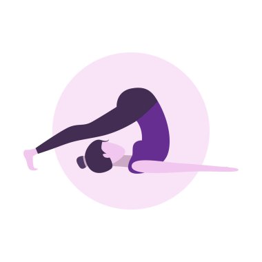 Düz Tasarım: Yoga Çalışan Kadın Çizimi