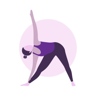 Düz Tasarım: Yoga Çalışan Kadın Çizimi