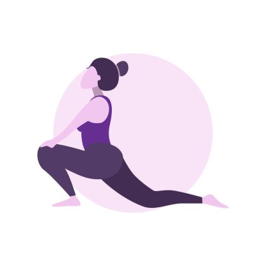 Düz Tasarım: Yoga Çalışan Kadın Çizimi