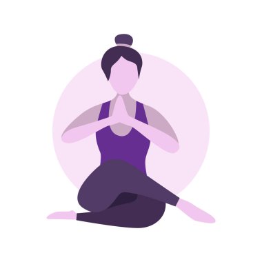 Düz Tasarım: Yoga Çalışan Kadın Çizimi
