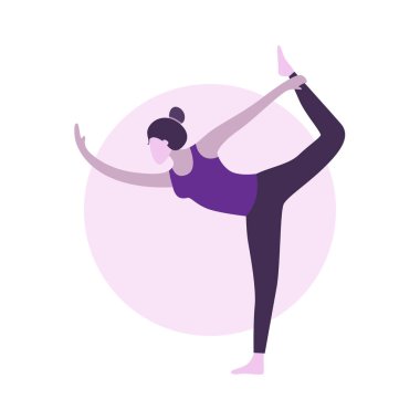 Düz Tasarım: Yoga Çalışan Kadın Çizimi