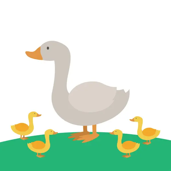 stock vector Vector Illustration of Mother Duck with Ducklings