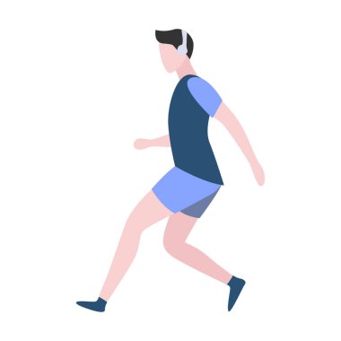 Açık havada koşan adamın Düz Tasarım Çizimi