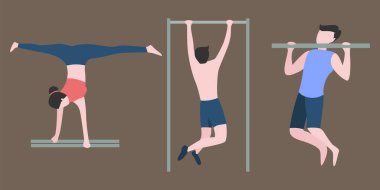 Jimnastik Spor Düz Tasarım Vektörü İllüstrasyonu