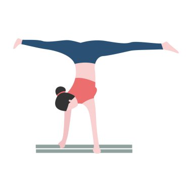 Jimnastik Egzersiz Düz Tasarım İllüstrasyonu