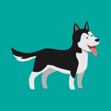 Tapılası Sibirya Husky Köpek Vektör İllüstrasyonu
