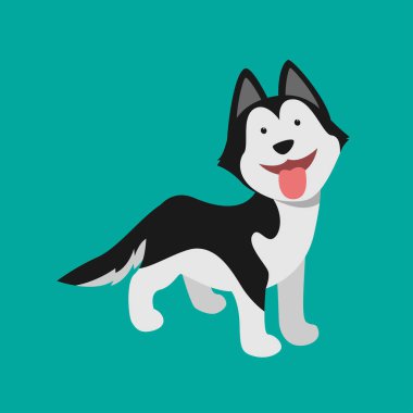 Tapılası Sibirya Husky Köpek Vektör İllüstrasyonu