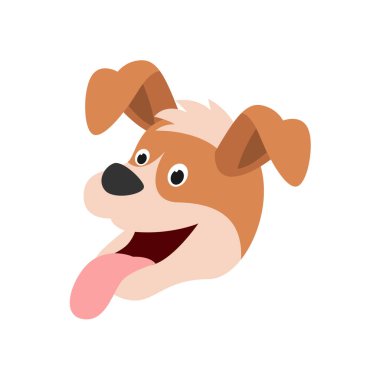 Çekici Çizgi Köpek Başı Vektör İllüstrasyonu