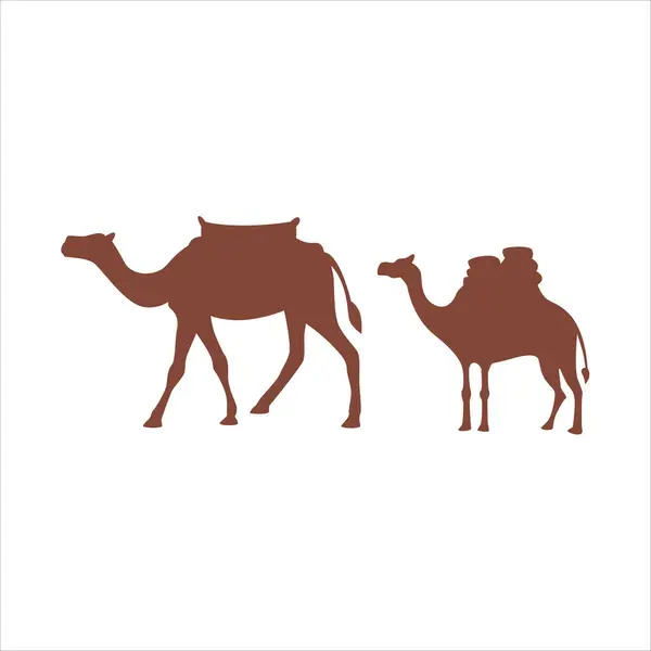 Stock vector Silhouette of a Camel Against a Desert Sunset