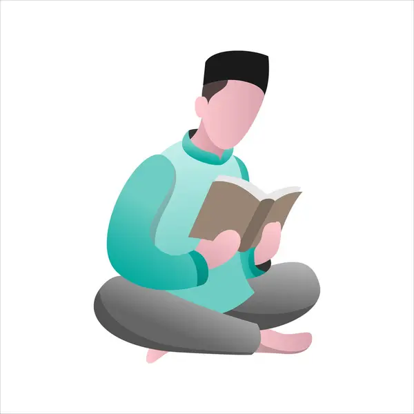 stock vector Flat Design Illustration of Reading the Quran