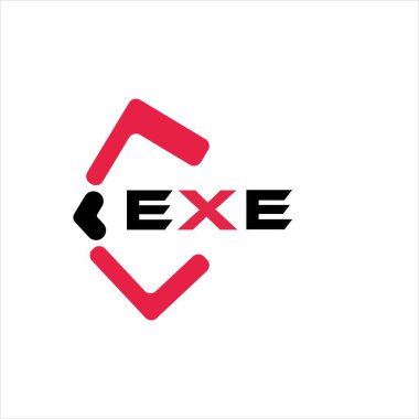 Exe yaratıcı minimalist harf logosu. EXE benzersiz vektör baş harfleri alfabe harf logosu tasarımı