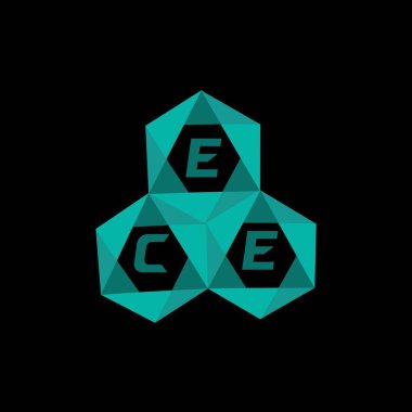 Yaratıcı minimalist harf logosu. ECE eşsiz vektör baş harfleri alfabe harf logosu tasarımı