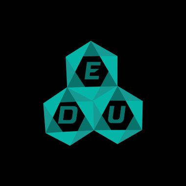 EDU yaratıcı minimalist harf logosu. EDU benzersiz vektör baş harfleri harf logosu tasarımı