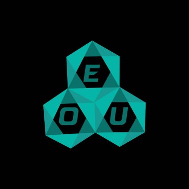 Yaratıcı minimalist harf logosu. EOU benzersiz vektör baş harfleri harf logosu tasarımı