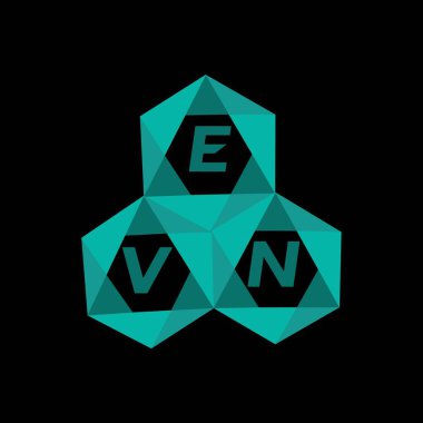 EVN yaratıcı minimalist harf logosu. EVN eşsiz vektör baş harfleri alfabe harf logosu tasarımı
