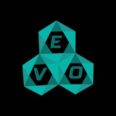 EVO yaratıcı minimalist harf logosu. EVO eşsiz vektör baş harfleri alfabe harf logosu tasarımı