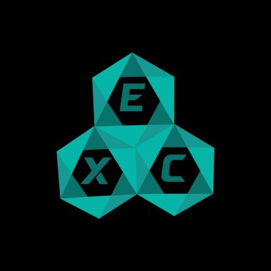 EXC yaratıcı minimalist harf logosu. EXC benzersiz vektör baş harfleri alfabe harfi logo tasarımı