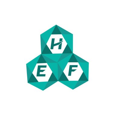 HEF yaratıcı minimalist harf logosu. HEF eşsiz vektör baş harfleri alfabe harfi logo tasarımı