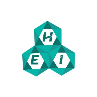 Yaratıcı minimalist harf logosu. HEI eşsiz vektör baş harfleri alfabe harfi logo tasarımı